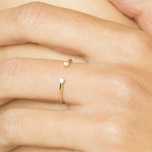 VRAI tiny cuff diamond and yellow gold ring, size 7